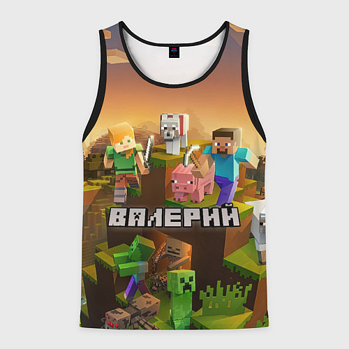 Мужская майка без рукавов Валерий Minecraft / 3D-Черный – фото 1