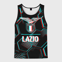 Майка-безрукавка мужская Lazio FC в стиле glitch на темном фоне, цвет: 3D-черный