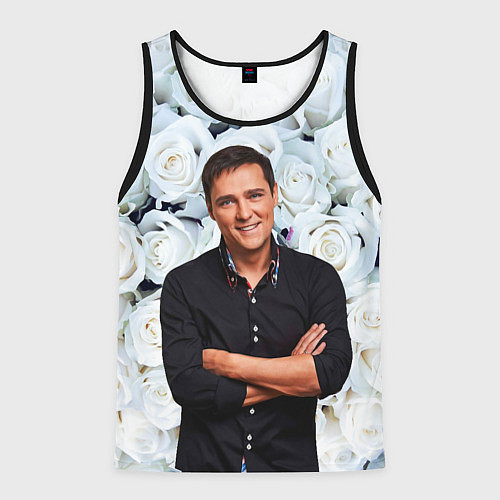 Мужская майка без рукавов Шатунов на фоне роз / 3D-Черный – фото 1