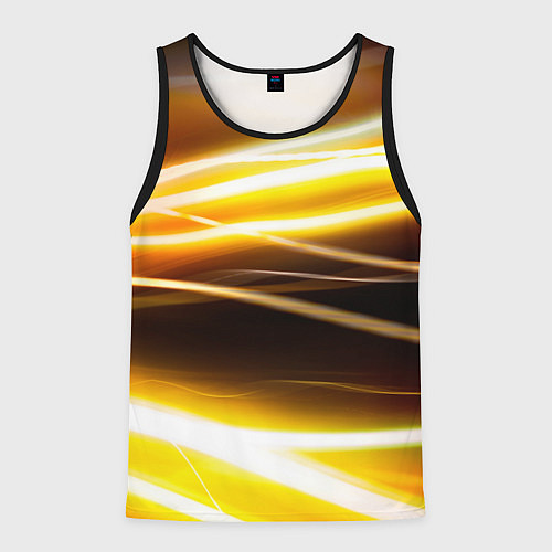 Мужская майка без рукавов Желтые неоновые полосы / 3D-Черный – фото 1