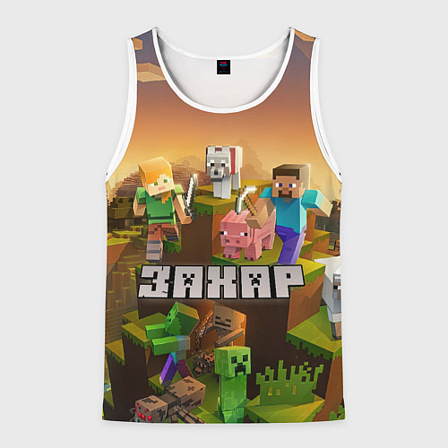 Мужская майка без рукавов Захар Minecraft / 3D-Белый – фото 1
