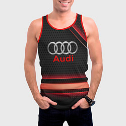 Майка-безрукавка мужская Audi абстракция карбон, цвет: 3D-красный — фото 2