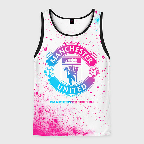 Мужская майка без рукавов Manchester United neon gradient style / 3D-Черный – фото 1