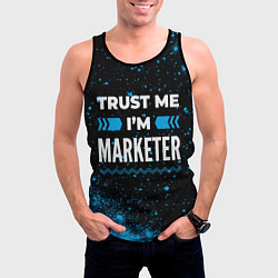 Майка-безрукавка мужская Trust me Im marketer dark, цвет: 3D-черный — фото 2