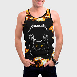 Майка-безрукавка мужская Metallica рок кот и огонь, цвет: 3D-черный — фото 2
