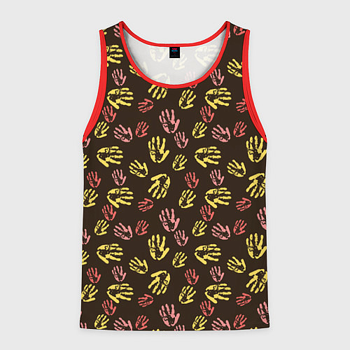 Мужская майка без рукавов Отпечатки рук разноцветные / 3D-Красный – фото 1