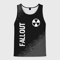 Майка-безрукавка мужская Fallout glitch на темном фоне: надпись, символ, цвет: 3D-черный