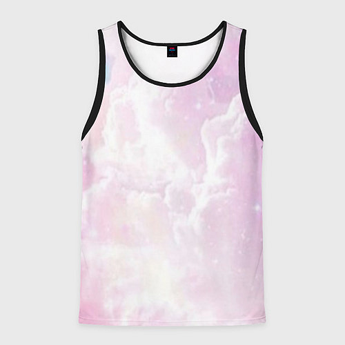 Мужская майка без рукавов Розовые облака на голубом небе / 3D-Черный – фото 1