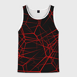 Майка-безрукавка мужская Красные линии на черном фоне, цвет: 3D-белый