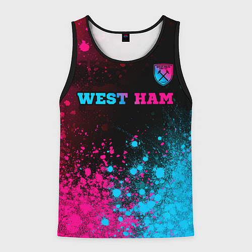 Мужская майка без рукавов West Ham - neon gradient: символ сверху / 3D-Черный – фото 1