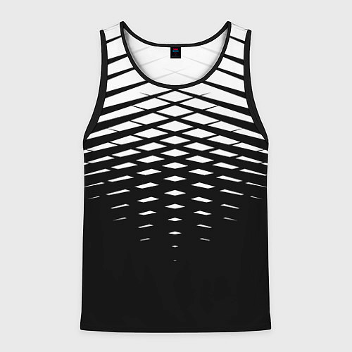 Мужская майка без рукавов Черно-белая симметричная сетка из треугольников / 3D-Черный – фото 1