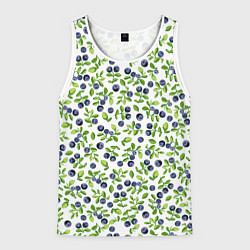 Майка-безрукавка мужская Лесная черника, цвет: 3D-белый