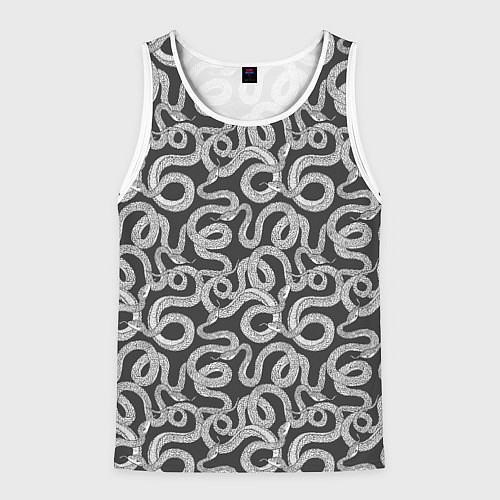 Мужская майка без рукавов Змея с языком / 3D-Белый – фото 1