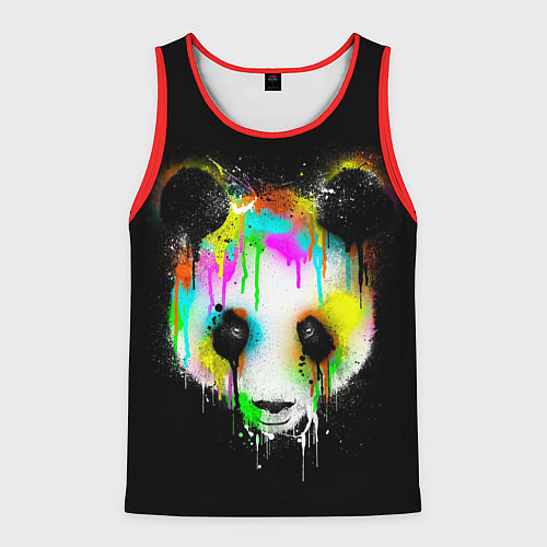 Мужская майка без рукавов Панда в краске / 3D-Красный – фото 1