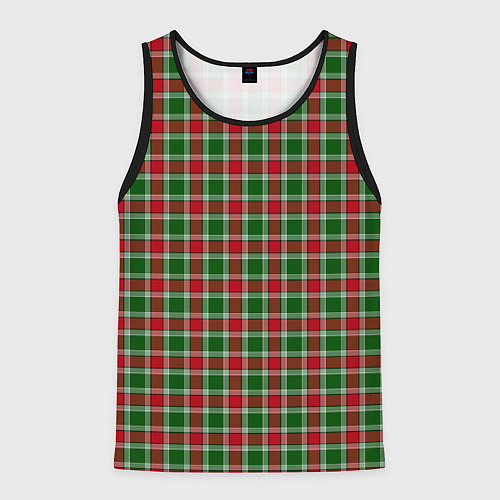 Мужская майка без рукавов Красно-зеленая клетка / 3D-Черный – фото 1