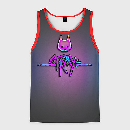 Мужская майка без рукавов Stray logo neon / 3D-Красный – фото 1