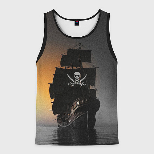 Мужская майка без рукавов Пиратский фрегат / 3D-Черный – фото 1