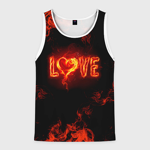 Мужская майка без рукавов Fire love / 3D-Белый – фото 1