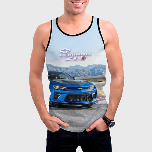 Мужская майка без рукавов Chevrolet Camaro ZL 1 - Motorsport / 3D-Черный – фото 3