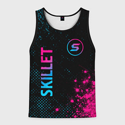 Майка-безрукавка мужская Skillet - neon gradient: надпись, символ, цвет: 3D-черный