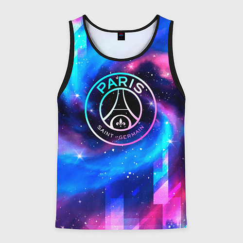 Мужская майка без рукавов PSG неоновый космос / 3D-Черный – фото 1