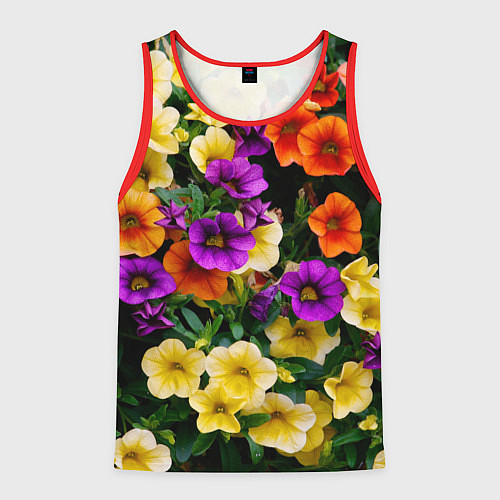 Мужская майка без рукавов Разноцветная петуния / 3D-Красный – фото 1