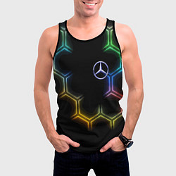 Майка-безрукавка мужская Mercedes - neon pattern, цвет: 3D-черный — фото 2