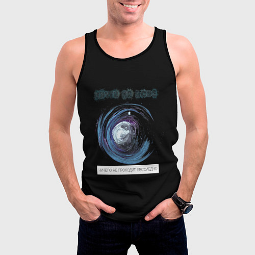 Мужская майка без рукавов Круги на воде / 3D-Черный – фото 3