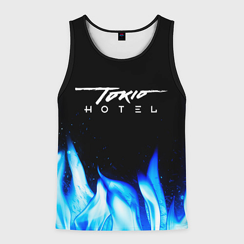 Мужская майка без рукавов Tokio Hotel blue fire / 3D-Черный – фото 1