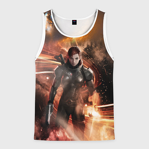 Мужская майка без рукавов Mass Effect N7 - Jane Shepard / 3D-Белый – фото 1