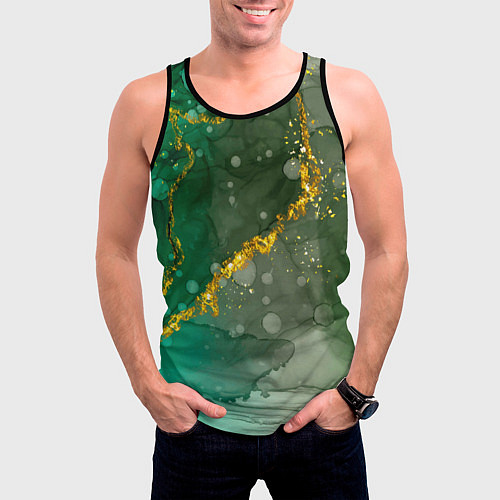 Мужская майка без рукавов Изумрудная фантазия / 3D-Черный – фото 3