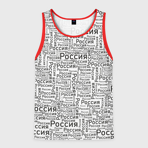 Мужская майка без рукавов Россия - слово паттерном / 3D-Красный – фото 1