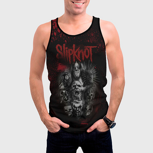 Мужская майка без рукавов Slipknot dark red / 3D-Черный – фото 3