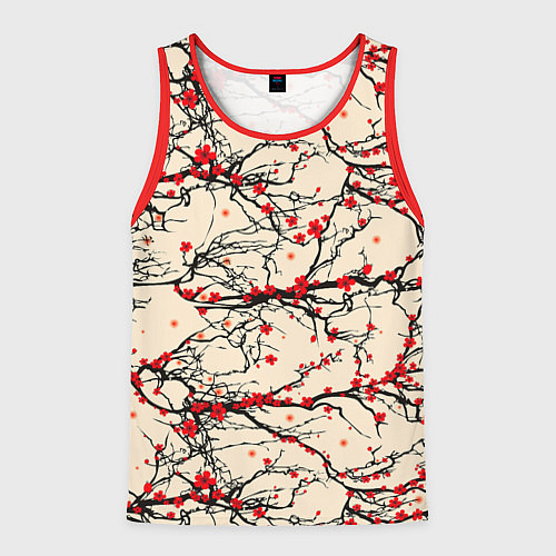 Мужская майка без рукавов Sakura flowers / 3D-Красный – фото 1