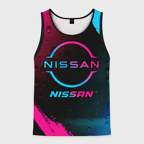 Мужская майка без рукавов Nissan - neon gradient / 3D-Черный – фото 1