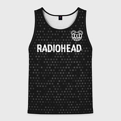 Мужская майка без рукавов Radiohead glitch на темном фоне: символ сверху