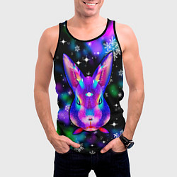 Майка-безрукавка мужская Неоновый кролик, цвет: 3D-черный — фото 2