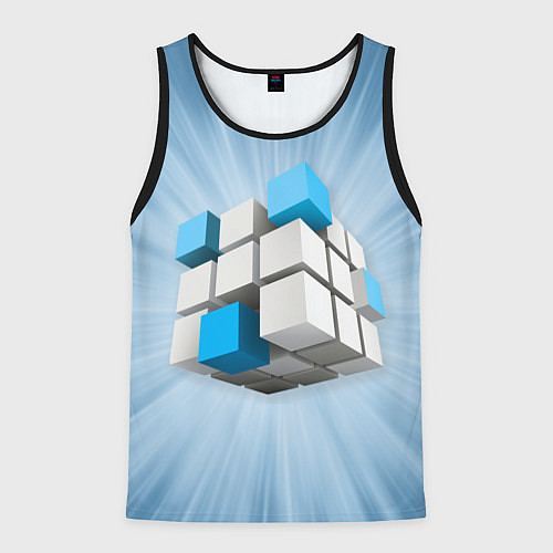 Мужская майка без рукавов Трёхцветный кубик Рубика / 3D-Черный – фото 1