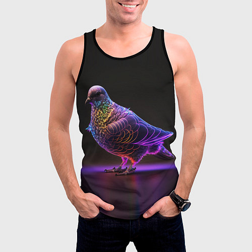 Мужская майка без рукавов Неоновый голубь / 3D-Черный – фото 3