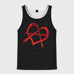 Майка-безрукавка мужская Сердце анархиста, цвет: 3D-белый