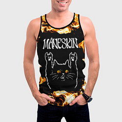 Майка-безрукавка мужская Maneskin рок кот и огонь, цвет: 3D-черный — фото 2