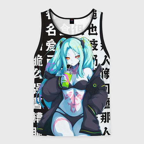 Мужская майка без рукавов Просто Ребекка - Киберпанк аниме / 3D-Черный – фото 1