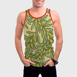 Майка-безрукавка мужская Винтажные ветви оливок, цвет: 3D-красный — фото 2