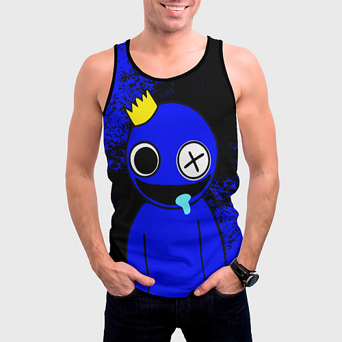 Мужская майка без рукавов Радужные друзья: улыбчивый Синий / 3D-Черный – фото 3