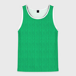 Майка-безрукавка мужская Зеленый вязаный свитер, цвет: 3D-белый