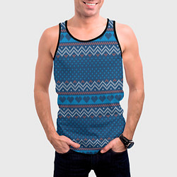 Майка-безрукавка мужская Вязанный стиль - сердечки, цвет: 3D-черный — фото 2