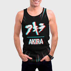 Майка-безрукавка мужская Символ Akira в стиле glitch на темном фоне, цвет: 3D-черный — фото 2