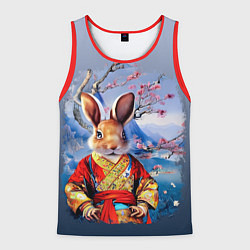 Майка-безрукавка мужская Кролик в китайском халате, цвет: 3D-красный