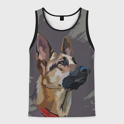 Мужская майка без рукавов Голова немецкой овчарки / 3D-Черный – фото 1