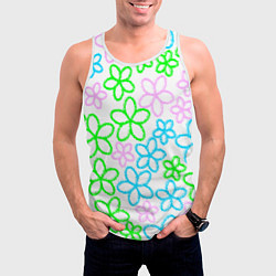 Майка-безрукавка мужская Цветочные узоры - паттерн, цвет: 3D-белый — фото 2